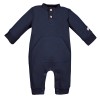 Dunkelblauer Baby-Overall aus Sweatstoff ohne Füße