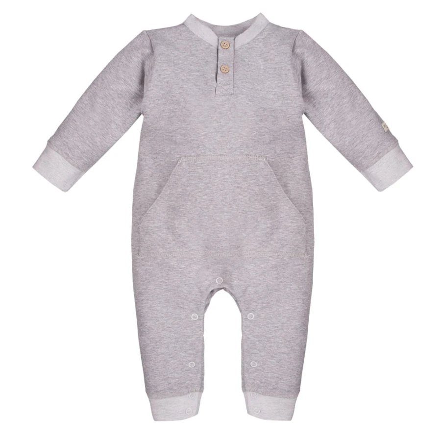 Grauer Baby-Strampler aus Sweatstoff ohne Füße