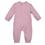 Kinder-Strampler aus Sweatshirtstoff mit Känguru-Tasche in Heidekraut