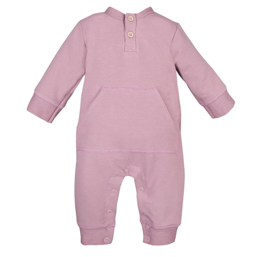Heidefarbener Baby-Strampler aus Sweatstoff ohne Füße
