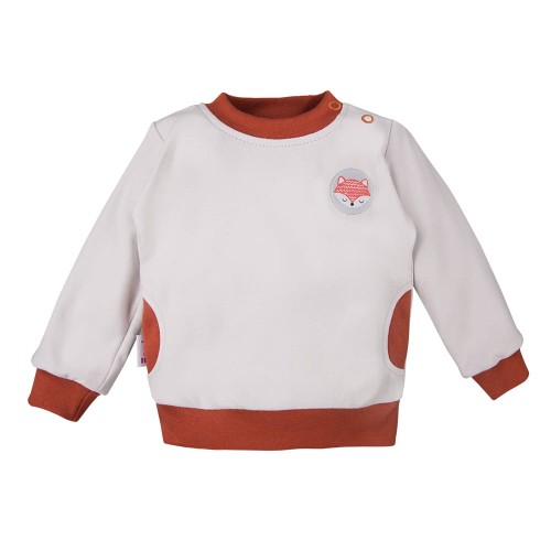 Graue Bluse für Jungen mit Aufnäher mit Fuchs