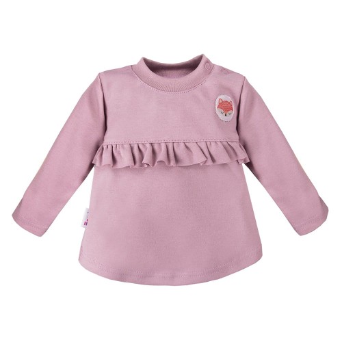 Bluse mit Rüschen in Violett, Aufnäher mit Fuchs