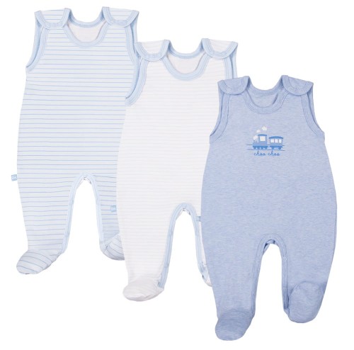 3er-Pack Baby-Schlafstrampler TINY blau