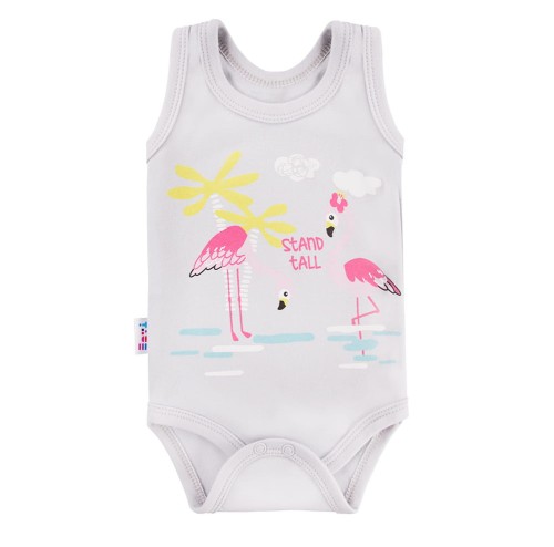 Body mit Trägern FAMILY grau/rosa