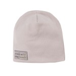 Zweilagige Babymütze mit Aufnäher grau