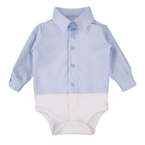 Blauer Body mit Hemdkragen und Karomuster