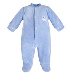 Blauer Baby-Strampler aus Velours mit Hipcip