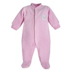 Baby-Strampler aus rosa Velours mit Alpaka
