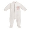Ecrufarbener Baby-Strampler aus Velours mit Hundemotiv
