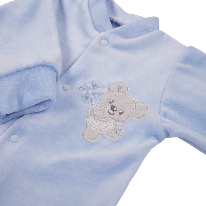 Blauer Baby-Strampler aus Velours mit Koala