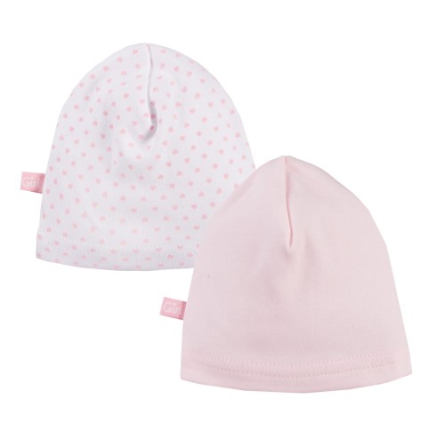 2er-Pack Baby-Mützen rosa/weiß