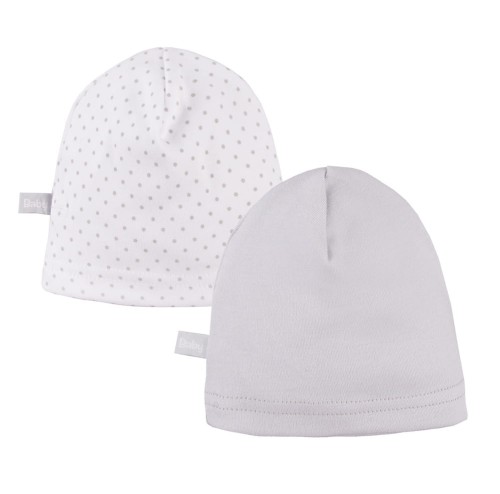 2er-Pack Baby-Mützen grau/weiß