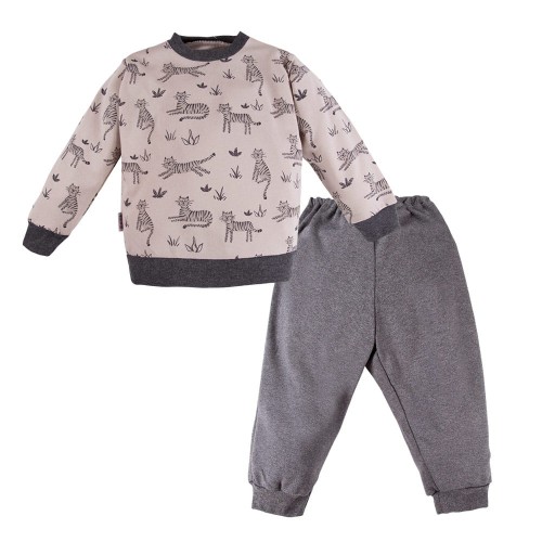 Kinderpyjama mit Tigermuster, beige