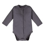 Grafitfarbenes, gestreiftes Baby-Body mit Knöpfen MAGIC