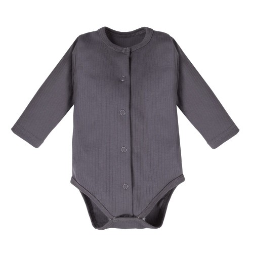 Grafitfarbenes, gestreiftes Baby-Body mit Knöpfen MAGIC