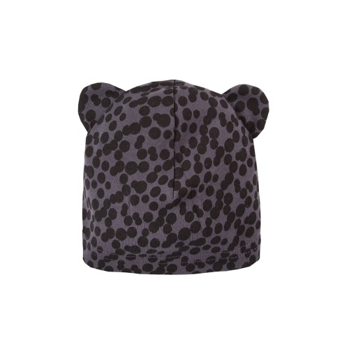 Mütze für Kinder mit Ohren MAGIC mit Punkten, graphitgrau