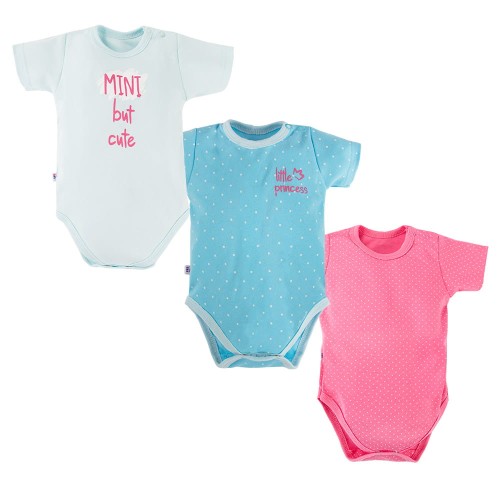 3-pack bodysuits RUN&FUN turquise/pink