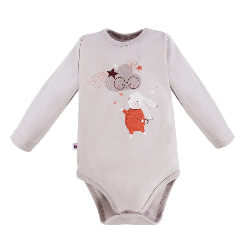 Graues Langarm-Body mit Hasenmotiv