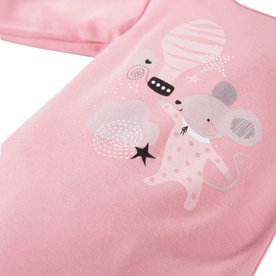 Rosa Babybody mit langen Ärmeln und Maus