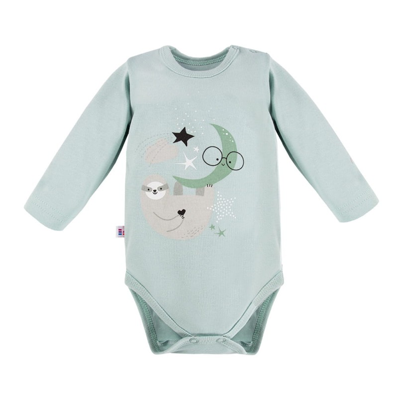 Kinderbody in Mint mit langen Ärmeln und Faultier