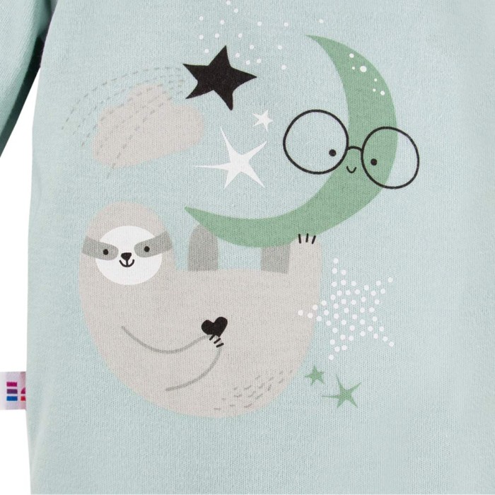 Kinderbody in Mint mit langen Ärmeln und Faultier
