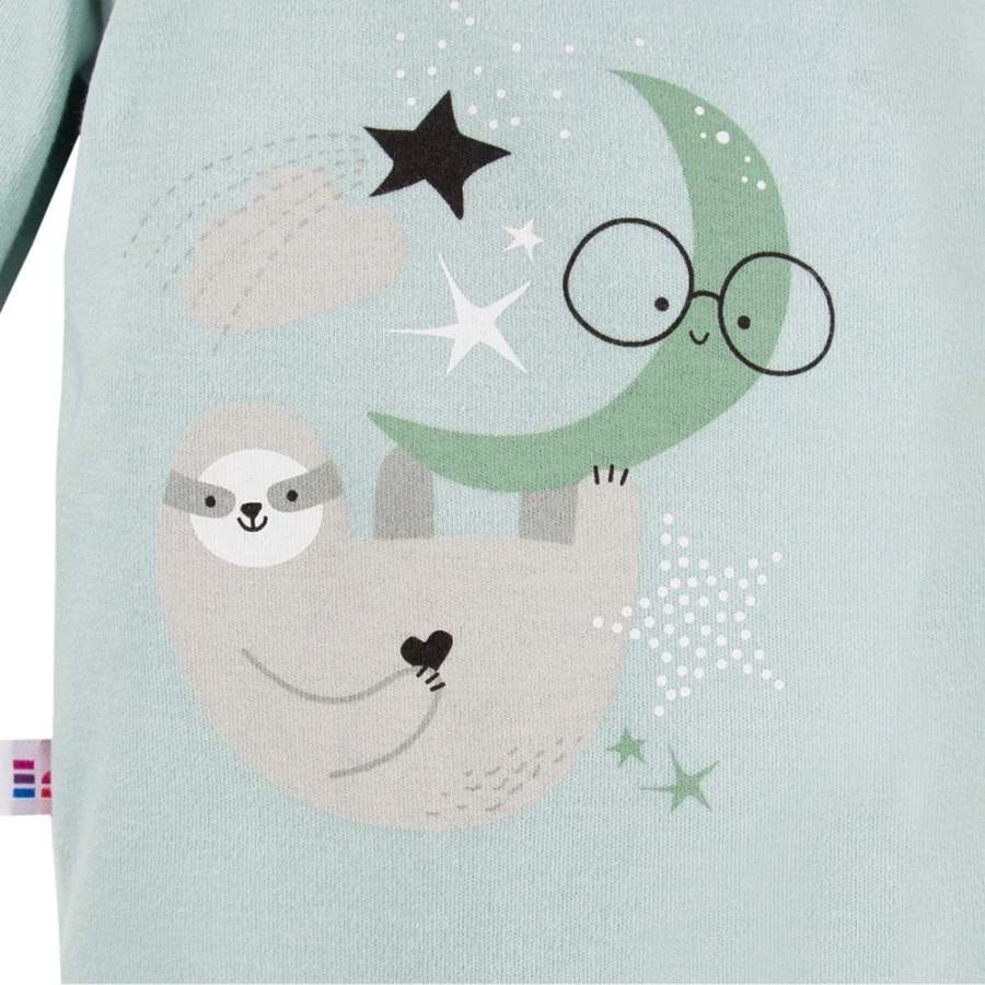 Kinderbody in Mint mit langen Ärmeln und Faultier