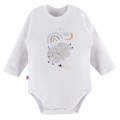 Weißer Kinderbody mit langen Ärmeln und Schafsmotiv