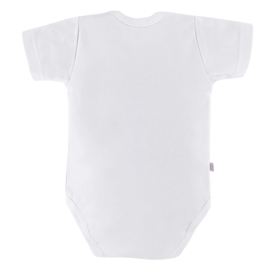 Weißer Baby-Body mit kurzen Ärmeln und Schafmotiv