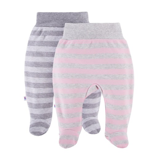 Kinder-Halbstrampler 2er-Pack grau/rosa