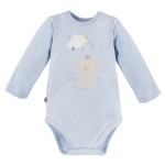 Babybody blau mit langen Ärmeln und Elefant, Mellow