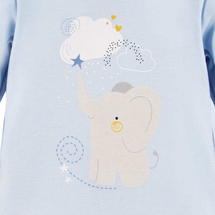 Babybody blau mit langen Ärmeln und Elefant