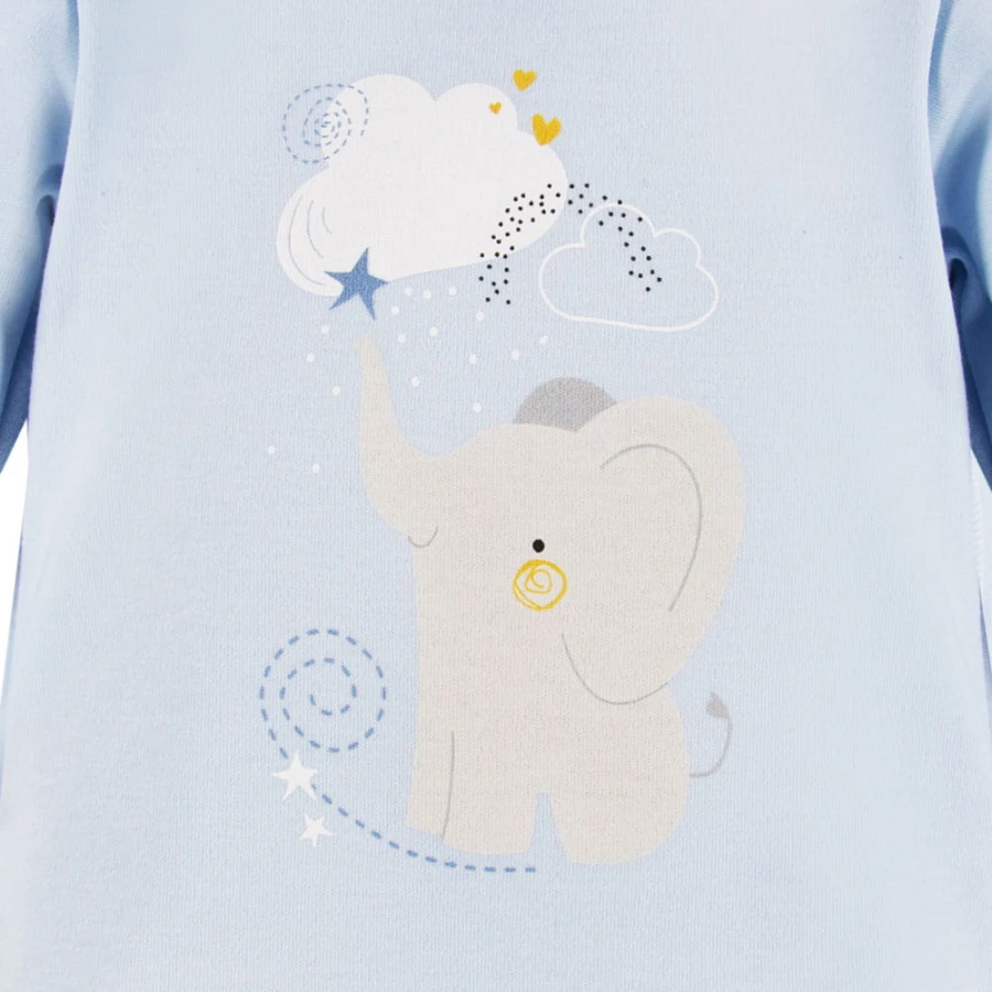 Babybody blau mit langen Ärmeln und Elefant