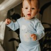 Babybody blau mit langen Ärmeln und Elefant