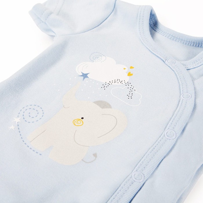 Baby-Body mit Wickelbody, blau, mit langen Ärmeln und Elefant