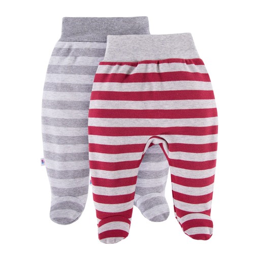 Baby-Halbstrampler 2er-Pack grau/rot