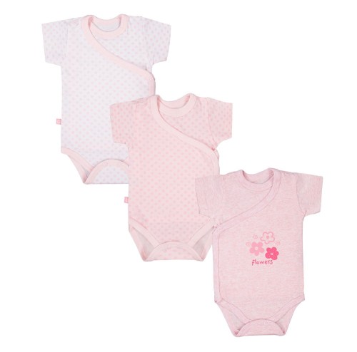 3er-Pack TINY-Babybodys mit Wickelausschnitt in Rosa