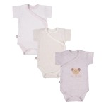 3er-Pack TINY-Babybodys mit Wickelausschnitt in Beige