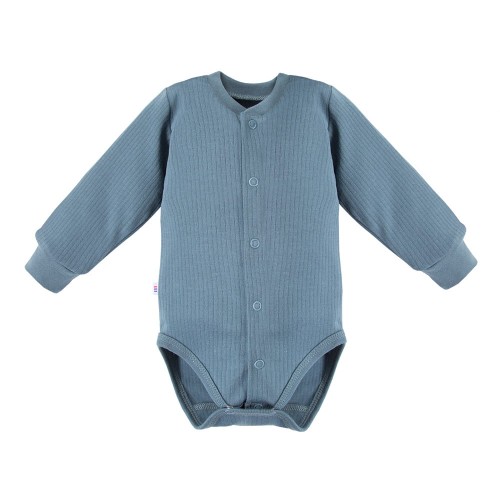 Kinderbody mit Knöpfen, türkis gestreift