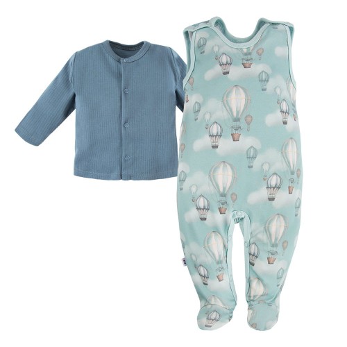 Baby-Set mit Schlafstrampler und türkisfarbenem Jäckchen
