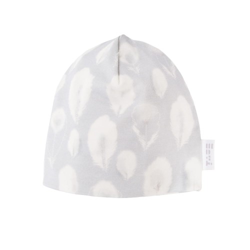 Bambusmütze mit Federn grau