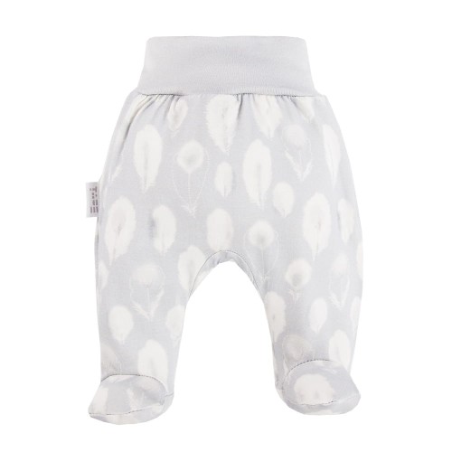 Bambus-Halbstrampler mit grauen Federn