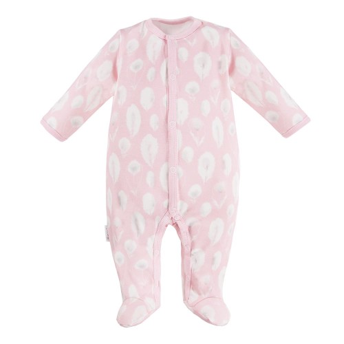 Kinder-Strampler aus Bambus mit rosa Federn