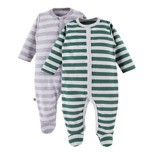 Sleepsuit 2-pack gray, green
