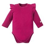 Kinderbody mit Rüschen, einfarbig, bordeauxrot