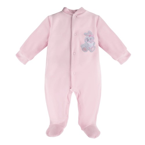 Velvet playsuit NEWBORN pink