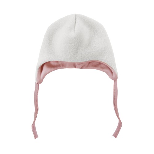 Ecrufarbene Wintermütze für Babys zum Binden