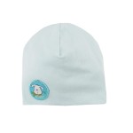 Zweilagige Babymütze mit Aufnäher in Türkis