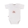 Body dziecięce z krótkim rękawem rozpinane białe, mały nadruk