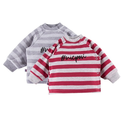 Kinder-Bluse 2er-Pack grau/rot