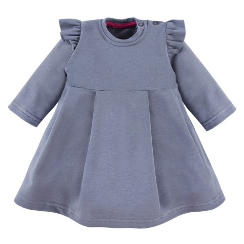 Kinderkleid mit Rüschen, stahlfarben